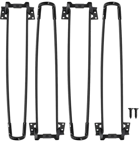 Homtone Lot de 4 pieds de table pliables en épingle à cheveux - En métal - Avec pieds en caoutchouc et vis de montage - Pour table basse, table d'ordinateur portable - 32 cm