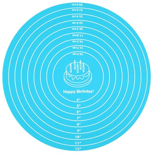 1 PCS Silicone Baking Mat Cake Mat Silicone Cake Mat/Baking Mat with Measurements for CakeTurntable Stand Non-Stick Heat Resistant Pastry Baking Sheet,Pastry Mat-Blue