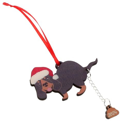 HOLIDYOYO Christbaumkugel Mit Kackendem Hund-Design Lustige Weihnachtsdeko Für Hunde Holzornament Als Heimdekoration Fester Weihnachtsbaum-schmuck Für Tierliebhaber