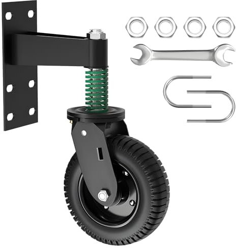 OKSTENCK Gate Wheel,8 Inch Fence Gate Wheels for Wooden Fence Gates, Metal Pipe Gates, 600lb Load Capacity, 360 Degree Swivel Spring Shock Absorbing Heavy Duty Casters, Black.