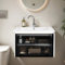 SHUGUANG Mueble Baño Suspendido Moderno con Puerta de Cristal y Lámpara de Inducción, Mueble Baño con Lavabo de 60 cm de Ancho, Lavabo de Cerámica Blanca, Conjunto de Muebles de Baño, 61,5x46,5x47 cm