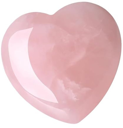 Rosenquarz Herzstein 40mm – Natürlicher Herz Kristall & Palmstein – Heilstein für Liebe, Selbstliebe & emotionale Heilung – Energie Stein für Meditation, Reiki, Stressabbau – Geschenk für Frauen