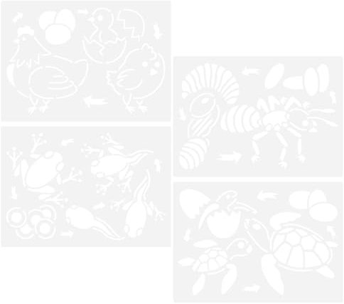 VILLCASE 2 Sätze Tierzyklus-vorlage Basteln Für Malvorlagen Für Zeichenschablone Für Kinderzeichnungsvorlage Diy Malschablone Das Haustier 4 Blatt * 2