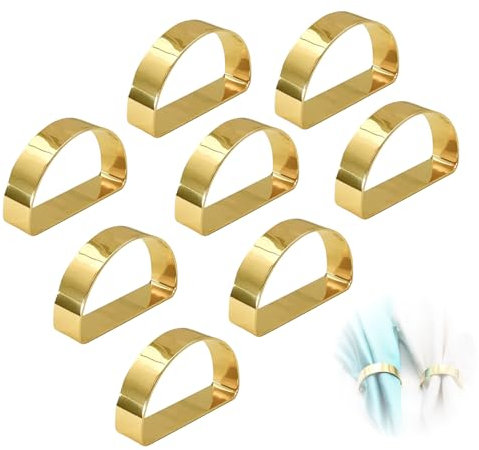 FortuneGlobe 8 Stück Serviettenringe, goldene Serviettenringe, Serviettenbinder für Hochzeiten, Weihnachten, Thanksgiving und festliche Anlässe, robust und vielseitig
