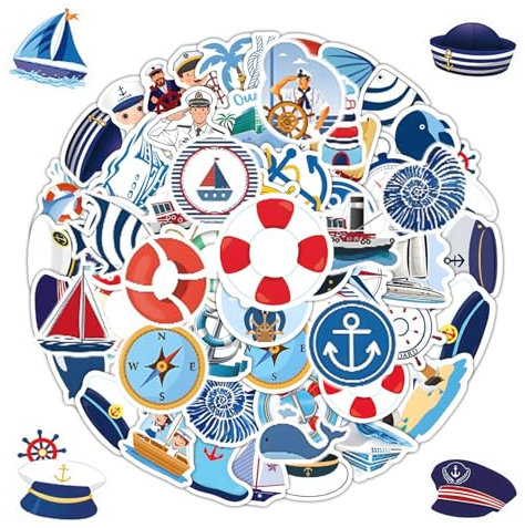 RELKLYU 204 Aufkleber Mit Marinen Themen, Kapitänsaufkleber, Kreuzfahrtschiff -Aufkleber, wasserdichte Aufkleber, Können Sammelalben, Tagebücher, Computer Dekorieren.