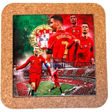 Portugal Azulejo Fliesen, ethnische portugiesische Keramik auf Keramikfliesen – Korkuntersetzer – Heim- und Wanddekorationen (20 cm) (Ronaldo)