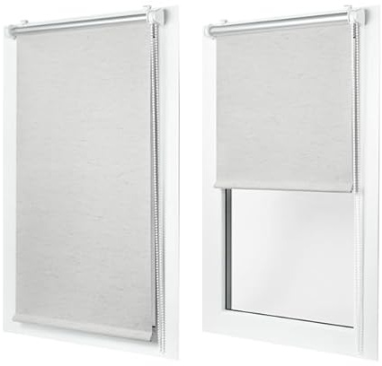 MakoStyl Rollos für Fenster Ohne Bohren - Verdunklungsrollo Ecru 72 cm Breite x 230 cm Höhe - Doppelrollo Klemmfix Ohne Bohren - Fenster Rollos für Innen 100% Blackout - Verdunkelnd Duo Rollo