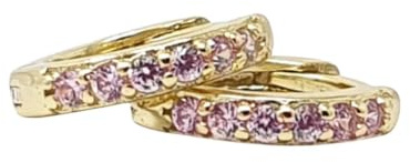 Harfi Pink Tourmaline October Birthstone Huggie Gold Plated Hoop Earrings