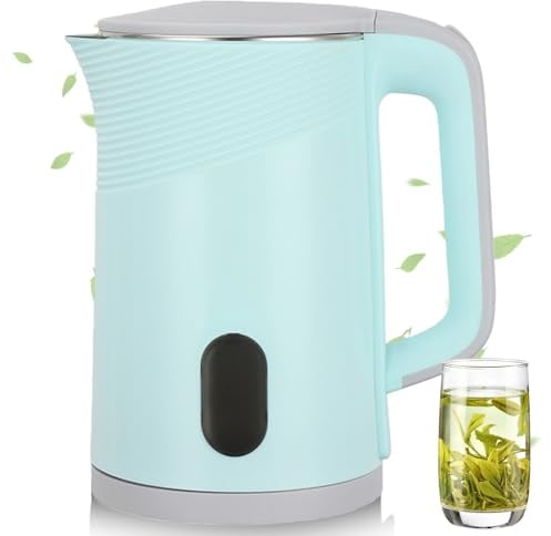 Wasserkocher 2.3L, 1500W Elektrische Teekessel Schnellaufheizender Reisewasserkocher Elektrischer Wasserkocher Tragbarer Camping Kettle Edelstahl WasserkocherTeekanne für Tee Kaffee (Blau)