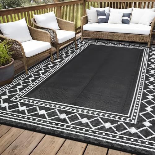 CAROMIO Wasserdichter Outdoor-Teppich 240 x 300 cm, Grau Indoor und Outdoor-Teppich
