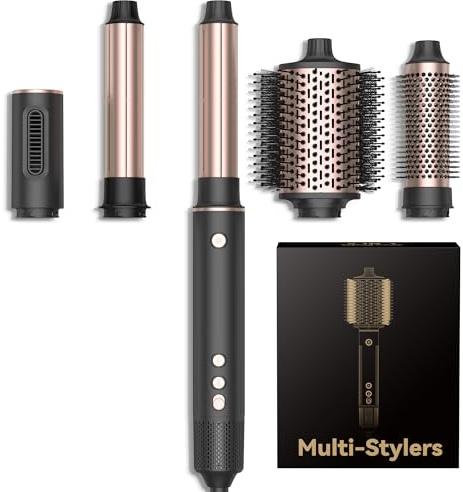 OKWRAP Hairstyler 5 in 1 Haarstyler Hair Styler Set 110000U/Min Air Curler | Haarstyler 1300W mit Föhn Rundbürste Warmluftbürste Automatischer Lockenstab 32mm Haarglätter FürGlättenTrocknenVolumenLocken