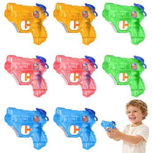Mini Pistolas de Agua, 8 Pack Pistola de Agua para niños | Juguete de Pistola Agua, Largo Alcance de 7-8M, para Piscinas, Playas y Jardines Verano al Aire Libre Juegos de Agua