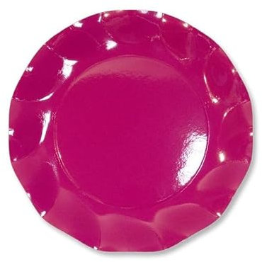 Plato de papel de 27 cm de color rosa oscuro recubierto de plástico - Individual