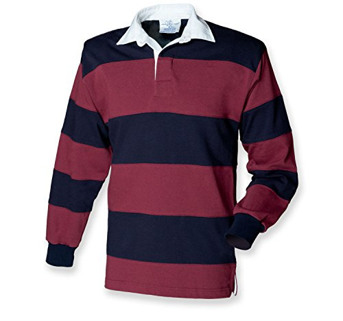 Front Row - Maglietta a righe, a maniche lunghe, da rugby White M