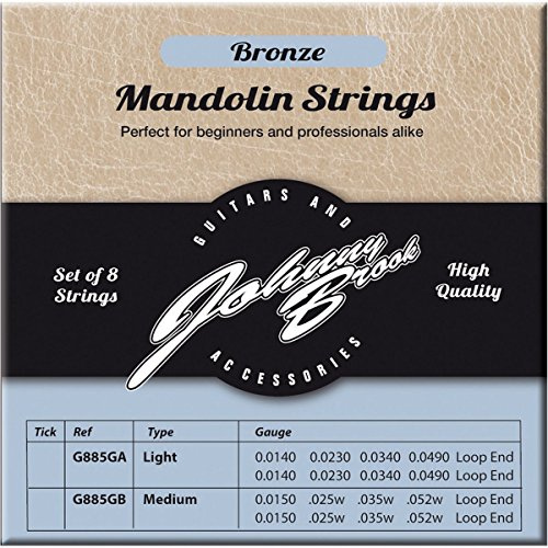 Johnny Brook Set Of 8 Bronze Mandolin Strings (Light Gauge)