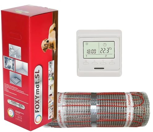 FOXYMAT.SL RAPID elektrische Fußbodenheizung, 3.5 m² (0.5m x 7m) | 200 Watt pro m², mit Thermostat QF_WHITE