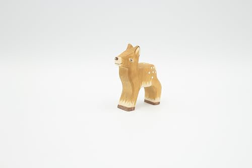 Holzspielwaren Ackermann Rehkitz aus Holz (Kopf hoch) – Wald Holzspielzeug, aus Schwäbischer Handarbeit (100% ökologisch)