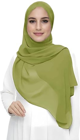 Lina & Lily Sciarpa Hijab da Donna Musulmano, Tessuto Chiffon Leggero e Fluido (Verde Lime)