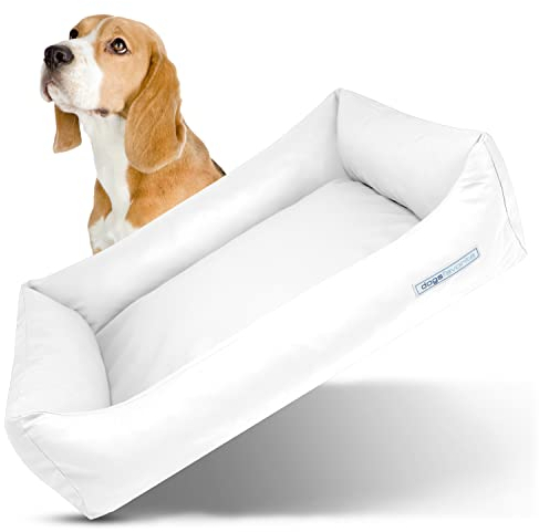 dogsfavorite Hunde-Bett - waschbares Hundekörbchen - hochwertiges Hundesofa - gelenkschonendes Hundekissen - robuste Hundematte - Hundekorb - weiß - Gr. L 115 x 85 cm