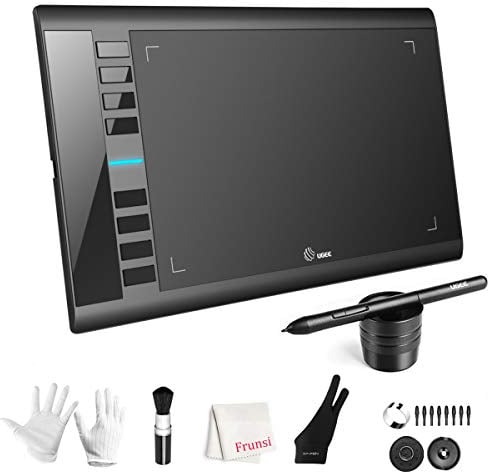 Drawing Tablet, UGEE M708 Graphics Drawing Tablet V3 with 10 * 6 inch, 8192 Level Pressure Battery Free Pen Stylus, 8 Hot Keys Compatible with Windows PC Macbook Chromebook Linux for Digital Drawing