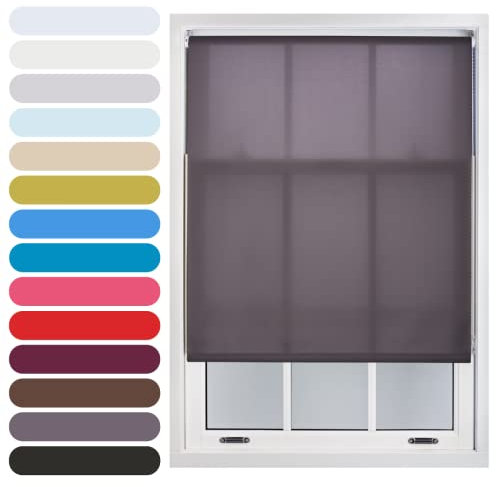 FURNISHED Daylight Roller Blind Trimmable Blinds Window Shade - Easy Install Non-blackout Fabric Complete Roller Blind Kit for Kitchen Living Room Bedroom, Dark Grey, 60W x 165H cm