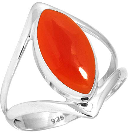 Jeweloporium 925 Silber Ringe für Frauen Größe 56(17.8) Orange Real Karneol Edelstein Jahrgang Silber Ringe Weihnachten - Geschenk Solitär Schmuck