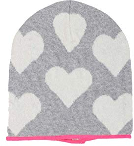 Zwillingsherz Mütze Beanie Slouch mit Kaschmir für Mädchen Jungen Kinder Uni - Hochwertige Cashmere Cap Kappe mit Herz Muster - Perfekt für Sommer Herbst Winter - Warme Haube mit weichem Fleece