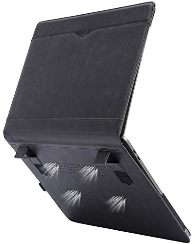 TYTX PU Leather Case Compatible with MacBook Pro 15 inch 2016-2019 Release (A1990 A1707) Laptop Sleeve Protective Folio Book Cover with Vents and Stand Function, Black