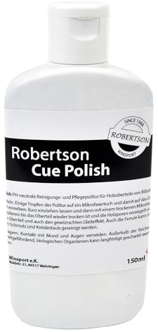 Robertson Cue Polish 150 ml, schonendes Reinigungsmittel für das Billardqueue Oberteil. Reinigt, pflegt, schützt und versiegelt die Oberfläche