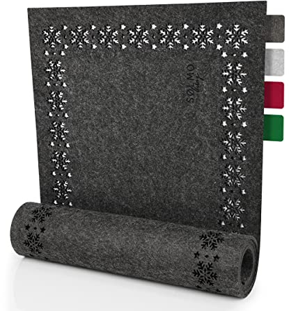 sølmo I Design Tischläufer - Tischläufer Winter Dunkelgrau aus Filz I Tischband als Dekoration Tisch-Deko I Filzläufer Tischdecke Winter (100x30 cm)
