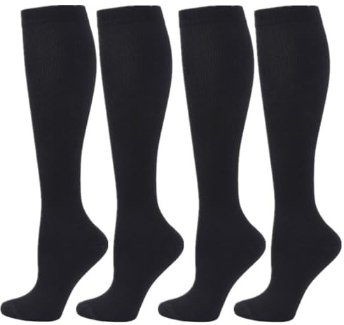 Zingso Compression Socks for Women Men, 2 Pairs 20-25mmHg Knee High Socks Compression Stockings for Sport, Athletic, Edema, Diabetic, Varicose Veins, Travel, Pregnancy, Nursing (L/XL, Black Black)