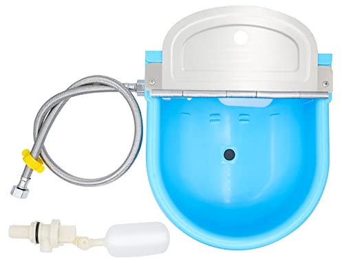 Tränkebecken,Automatische Tränke mit Schwimmerventil & 31,5'' Rohr für Rinder Pferde Schafe Ziege Hunde Wassertrog Bauernhof Liefert 4L(Hellblau)