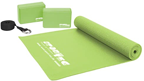 Yoga Starter Set, Matte, Block, Gurt, Pilates, Gymnastik, Fitness, Stretch, Balance, Sport, 4-TLG