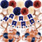 ZERODECO Geburtstagsdeko Mädchen, Rosegold Marineblau Geburtstag Partydekoration für Mädchen Happy Birthday Banner mit Papier Pompons Stern Wimpel Folienballon Geburtstag für Mann Junge Frauen