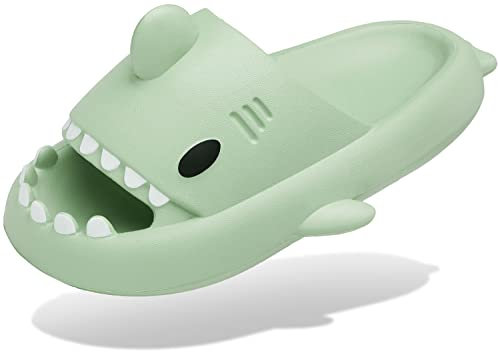 INMINPIN Pantuflas de Tiburón Verano para Mujer Hombre Zapatos de Baño Antideslizante Zapatillas de Ducha Sandalias de Playa y Piscina Shark Slides Slippers, Matcha, 40/41 EU