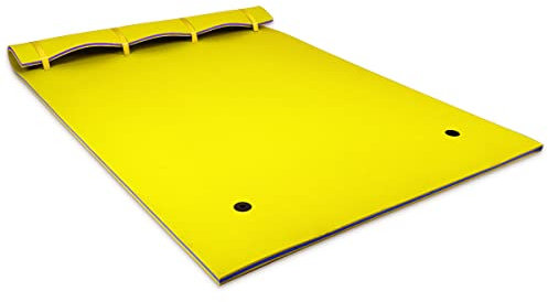 COSTWAY Tappeto Galleggiante per Piscina e Mare, 270 x 180 cm, Materassino Galleggiante in Schiuma per Rilassarsi e Divertirsi, Con Cuscino per la Testa (Giallo 270 x 180 cm)