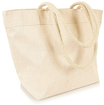 Jute statt Plastik Original | JC7228LB | Jucotasche Natur | Shopper Einkaufstasche Strandtasche Handtasche | Fair & Nachhaltig | 1er-Set
