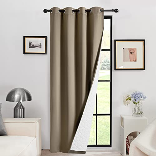 Deconovo Vorhang Verdunklungsvorhang Gardinen mit Ösen Winter Wärmehaltung Dicke Vorhänge Kälteschutz Thermo Raumtrenner Gardine Wärmeisolierend Tür, 240x140(HöhexBreite), Taupe, 1 Stück