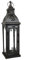 Laterne in Dunkelbraun aus Metall und Echtglas, mit Tür, Metalllaterne mit Ornamenten 33cm groß