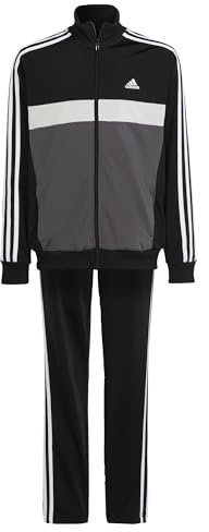 adidas Unisex - Bambini Essentials 3-Stripes Tiberio Track Suit, Black / Grey Five / Grey One / White, 9-10 Years