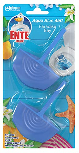 WC-Ente Aqua Blue Einhänger Doppelpack Paradise Bay, Blauspüler, 2x36g