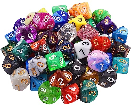 SIQUK 56 Stück Würfel Set Polyedrisch Würfel 10 Seitige Würfel Bunt Würfel Spiel Würfel D10 für DND MPG MTG Dungeons und Dragons