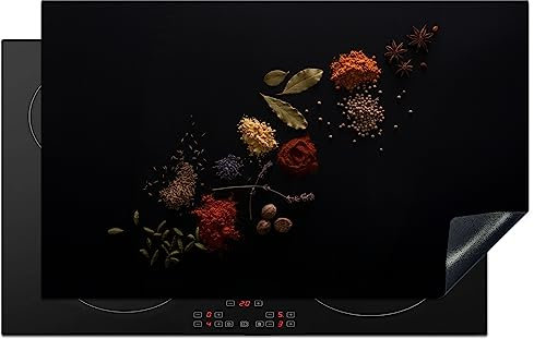 KitchenYeah© Copri Piano Induzione 85x52 cm Cucina Coprifornelli Copertura Protezione Cottura Tutto per la Cucina Erbe - Nero - Spezie - Cucina - Cottura