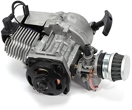 awolsrgiop 49CC Motor, Pocket Bike Motor Dirt Bike ATV Cross Pocketbike Kinderquad Mini Getriebe Vergaser, Mini Motor Pocket Bike Motor Mini Quad Kinderquad Motoren Set für Pocket Bike