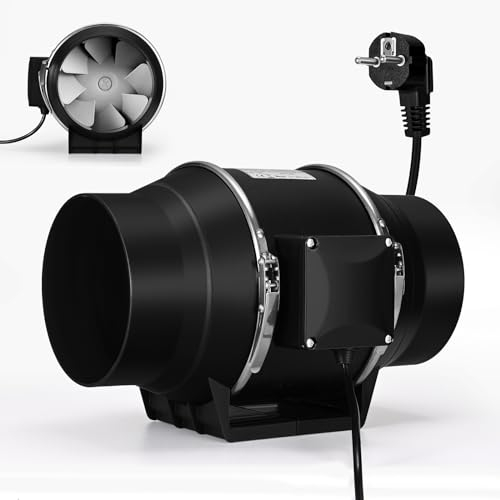 Tisey Ventilador de tubo silencioso de 150 mm, ventilador de canal en línea ajustable, para baño, oficina, fábrica y máquinas de grabado láser