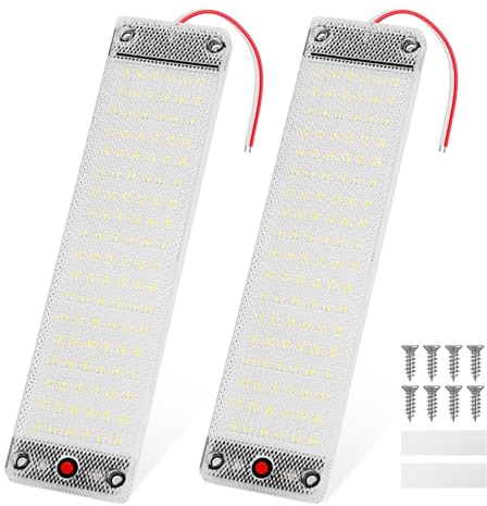 Thlevel 12V Barre de Lumières Intérieure à LED Lampe Eclairage Voiture Lumineuse avec Interrupteur pour 12V-85V Bateau Van Camping Camion 2 Pièces