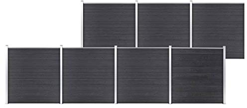 Homgoday Gartenzaun Set WPC Holz-Aluminium 1218x186cm Grau, Privatsphäre & Sicherheit, Montageanleitung Model3053230