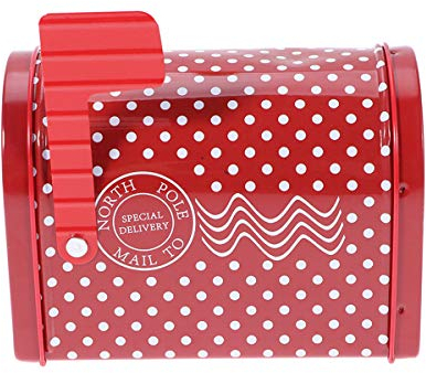 Briefkasten Metall Keksdosen Weihnachtsmann Briefkasten Weihnachtsbriefe an Weihnachtsmann Dekorative Weißblech Briefkasten Xmas Candy Box Boxen - Polka Dot Mailbox Santas Mailbox