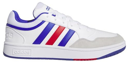 Adidas Herren Hoops 3.0 Shoes, Cloud White/Lucid Blue/Better Scarlet, 41 1/3 EU