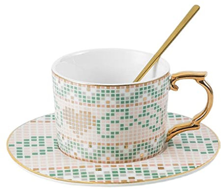Tazze da tè al e caffè Set di caffè in ceramica di lusso leggero tazza europea retrò in stile inglese in stile inglese tazza di tè di pomeriggio adatto for caffè latte fiore tè Tazze Colazione ( Color